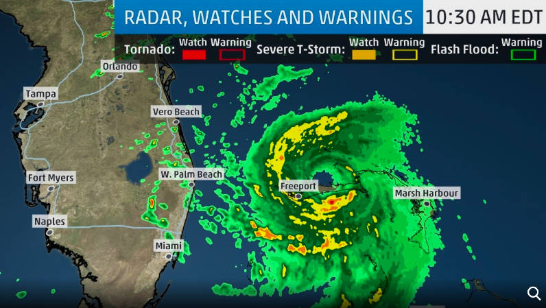 Hurricane Dorian Image from Weather Channel | Baptist Global Response